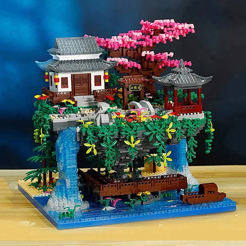 Balody 16260 World Architecture Temple Pavilion Island Waterfall