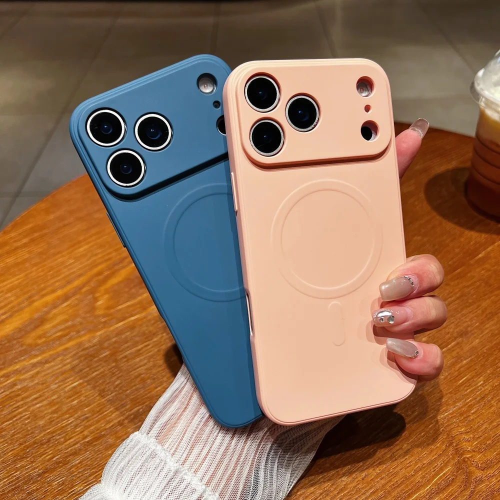 Luxury Soft Liquid Silicone Magnetic Solid Color Matte Slim Phone Case