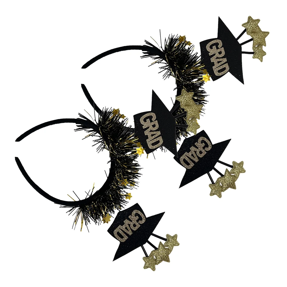 

2 Pcs Graduation Headband Decoration Hairbands Hoops Elements Multi-function Headdress Multifunction