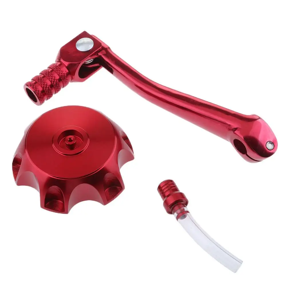 Red Folding 11mm Gear Shifter Lever + Gas Fuel Tank Cap for CRF50 125cc Pit Dirt Bike