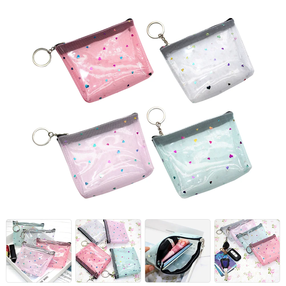 

4pcs Coin Purses Small Wallet Woman Change Purse Clear Coin Purse Zipper Wallet