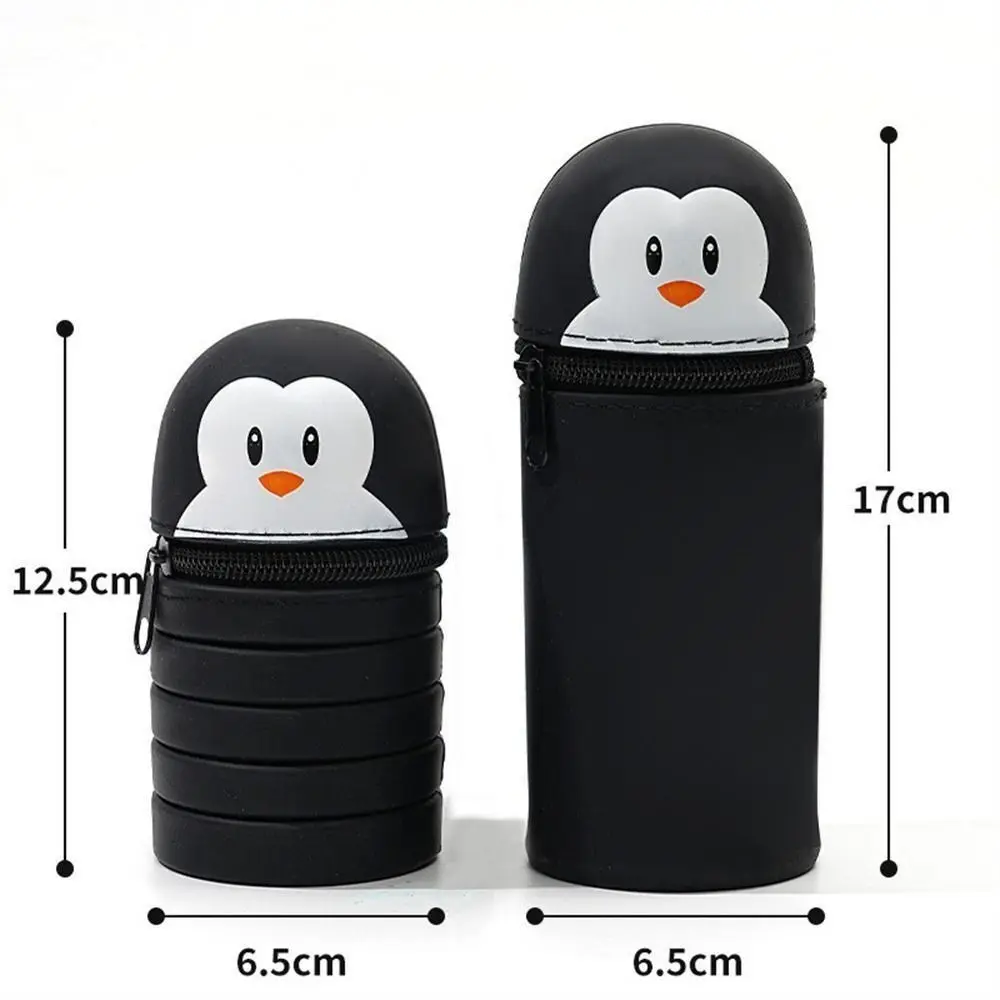 Cartoon Silicone Pencil Case Animal Shape Desk Organizer Stationery Storage Bag Folding Pen Pouch Pencil Holder School Supplies 6