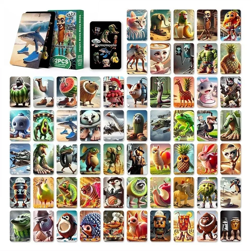 Cartas Coleccionables Brainrot Italianas | Incluye 60 Cartas Y 32 Pegatinas | Juego Para Niños Y Coleccionistas