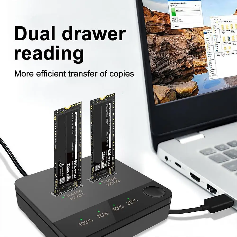 

2 Bay M.2 SATA(B-KEY/B & M-KEY) клон док-станции, копировальный аппарат для жестких дисков в автономном режиме, два выдвижных ящика, считывание одним нажатием A9P6