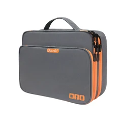 Deluxe Multi-Layer Electronic Accessories Storage Handbag with Front Pocket (Three layers Grey-XL)