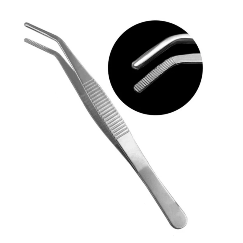 Stainless Steel Tweezers 367D 12.5/14/16/18cm Curved Pointed Serrated Tip