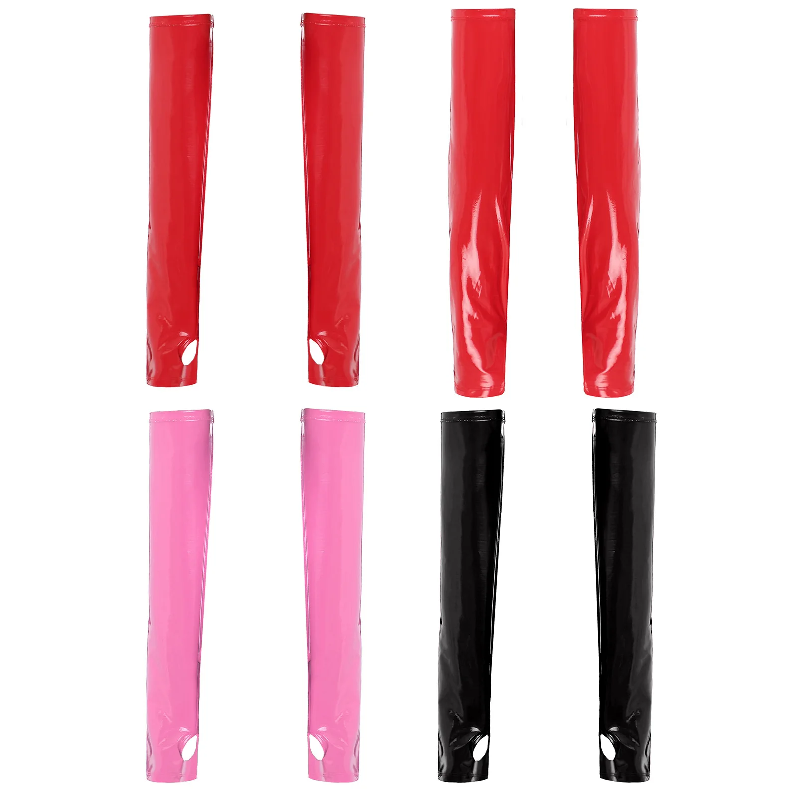Womens Glossy Patent Leather Fingerless Long Gloves Cosplay Party Clubwear