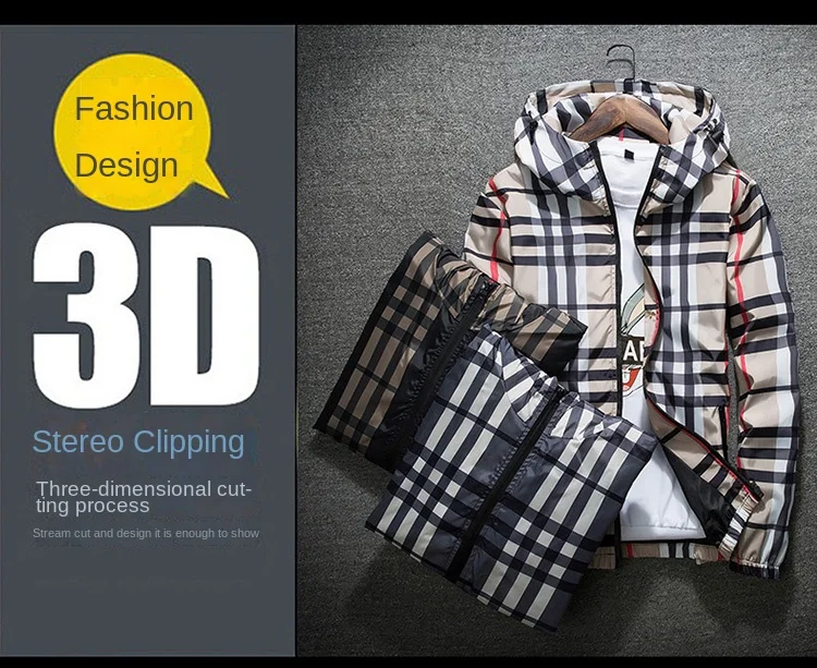 Plaid Striped Hooded Coat Fashion Casual Quality Fabric Breathable Comfortable Durable Standard Crisp Version Show Tall Thin 15 Plaid Striped Hooded Coat Fashion Casual Quality Fabric Breathable Comfortable Durable Standard Crisp Version Show Tall Thin