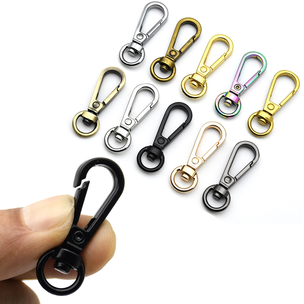 1 조각 금속 Carabiner 회전 O-링 스냅 후크 트리거 걸쇠 가죽 공예 가방 스트랩 벨트 웨빙 키 체인 소형 클립