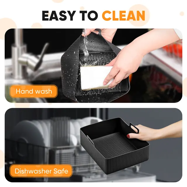 2pcs/Set Silicone Air Fryer Mat AirFryer Baking Pan Mold Reusable Oven Baking Tray Pad Non-stick Tray Air Fryer Accessories 4