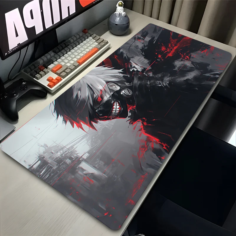 Mouse Pad Office PC Gaming Accessories Keyboard Rug Laptop Kaneki Ken Black And White Mousepad Japan Anime Tokyo Ghoul Desk Mat 3