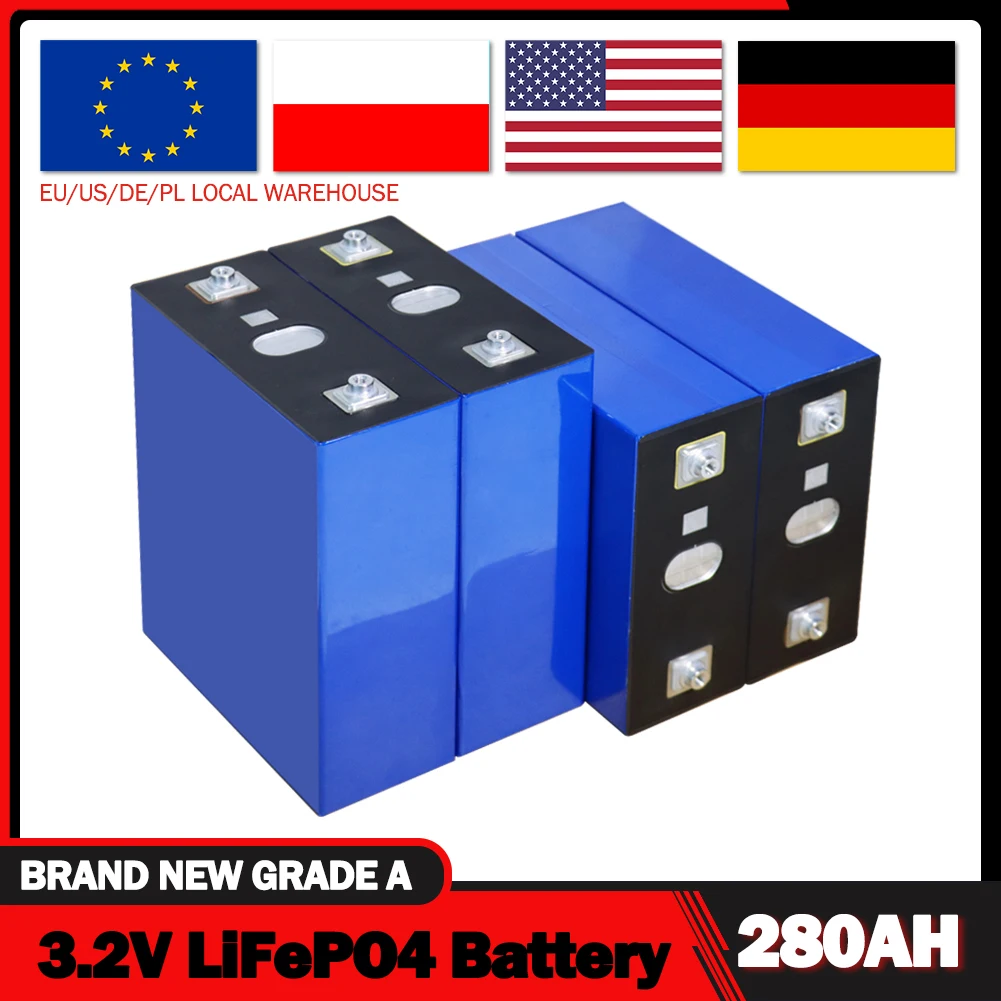 

4/8/16/32/48PCS Батарея LiFePO4 280Ah 3.2V Deep Cycle Аккумуляторная система солнечной энергии для 12V 24V 48V RV Golf Cart
