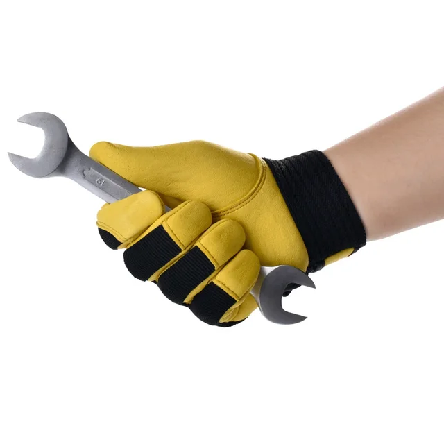 Cowhide Leather Work Gloves Safety Protection Labour Garden Motorcycle Sports Driver Workers Work Welding Wear-resistant Gloves 5