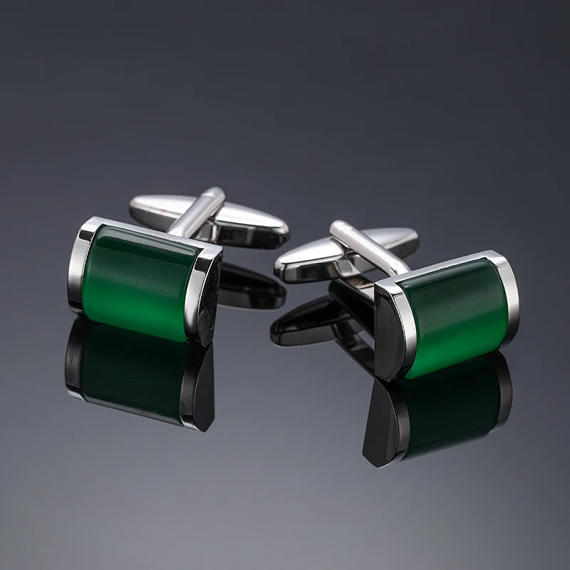 Luxury Mens Cufflinks - Round Crystal Zircon Cats Eye Stone Suit Accessories