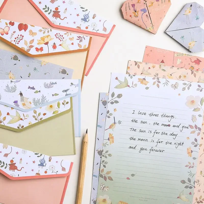 Kawaii Flowers Envelopes With Letter Pads Wedding Party Invitation Postcards kraft paper envelopes mailing envelopes mini envelopes window envelopes gift card envelopes