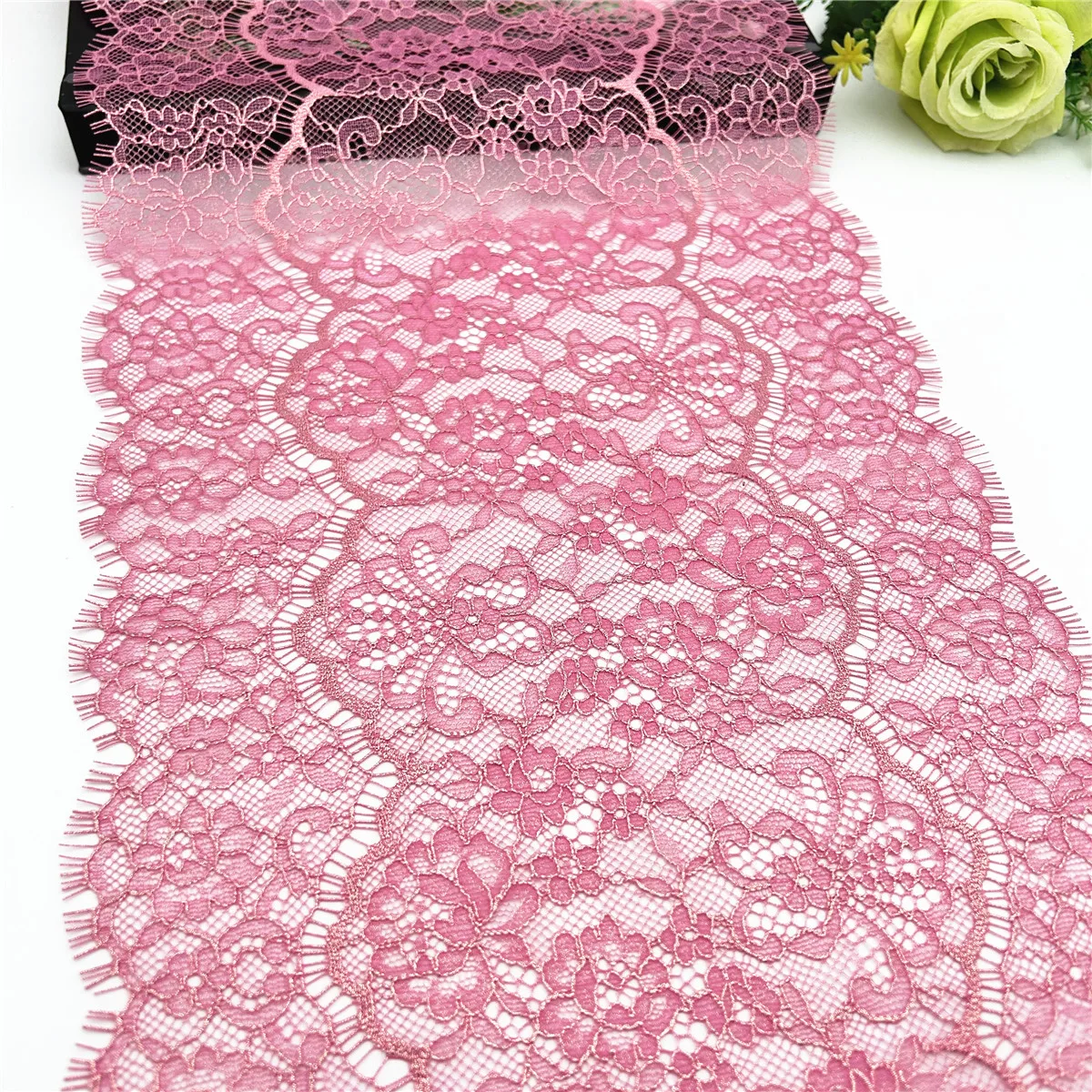 3M/lot 24cm Pink With Foil Shimmer Foil Eyelash Lace 2