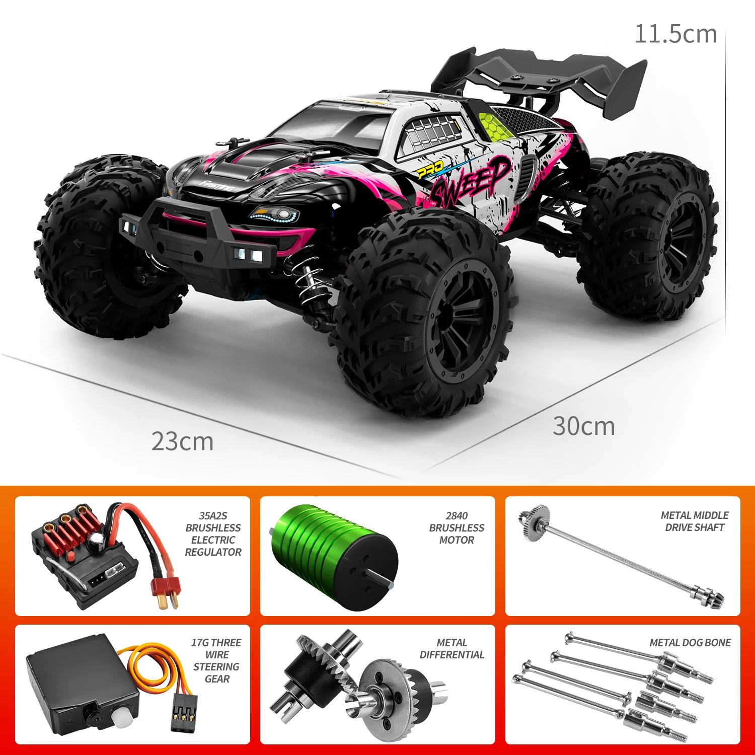 SCY-16101Pro / 16102 Pro 1:16 70KM/H High Speed RC Car with LED 2.4G Brushless 4WD Remote Control Car Off Road 4x4 Toys for Boys 6