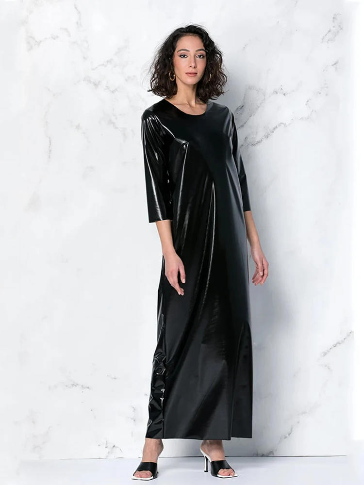 leather maxi dress