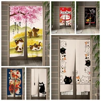 Colorful Lucky Cat Serie Painted Door Curtain Japanese Noren Ukiyo-e Kitchen Bedroom Corridor Shading Home Entrance Half-Curtain 1