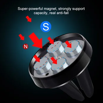 العالمي المغناطيسي حامل هاتف السيارة السيارات تنفيس الهواء قاعدة تركيب مزودة بمشبك دوران الهاتف الخليوي لتحديد المواقع دعم آيفون سامسونج مي حامل الهاتف - Image 4