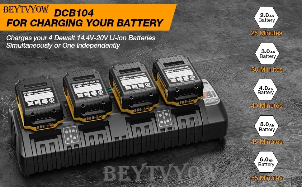 4 Ports Battery Charger Compatible with Dewalt 20V Li-ion Batteries Rapid Fast C