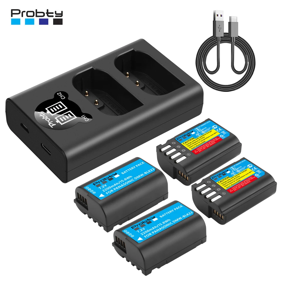 2 Batterie E Caricatore Per Panasonic Lumix S5, GH5 II, GH6 - DMW-BLK22 2280mAh - Foto 8