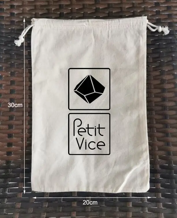 

100PCS Customised Logo 20x30cm Natural Cotton Bags Drawstring Gift Pouches Printed With Black Logo