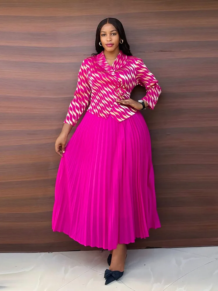 طقم تنورة مياكي بطيات للنساء 2025 طقم جديد مكون من...