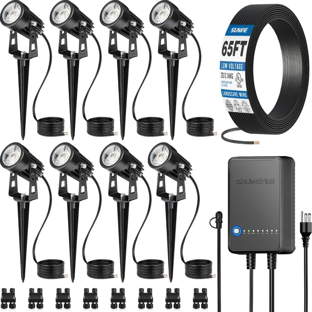 led par wifi ir control 12x18w 6in1 rgbwa uv akku led wedding party stage dmx wireless battery par cans uplights All-In-One LED Landscape Lighting Kit, 8-Pack Low Voltage Lights, 3000K Waterproof Outdoor Uplights