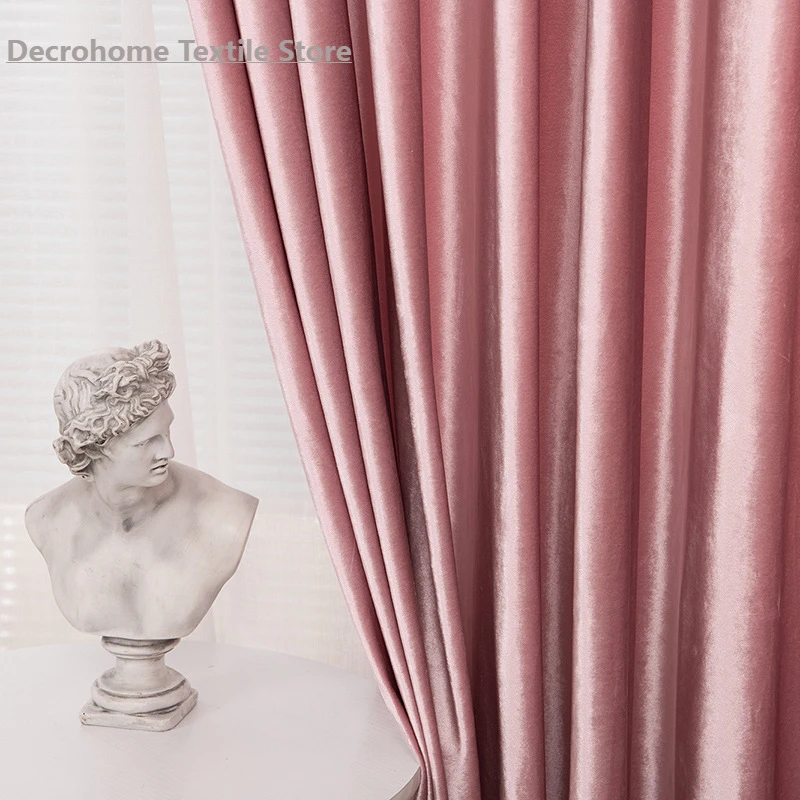 Curtains for Living Room Bedroom Thick Italian Velvet Solid Color Shade Simple Korean Style Luxury Fabrics Velvet Curtain drapes