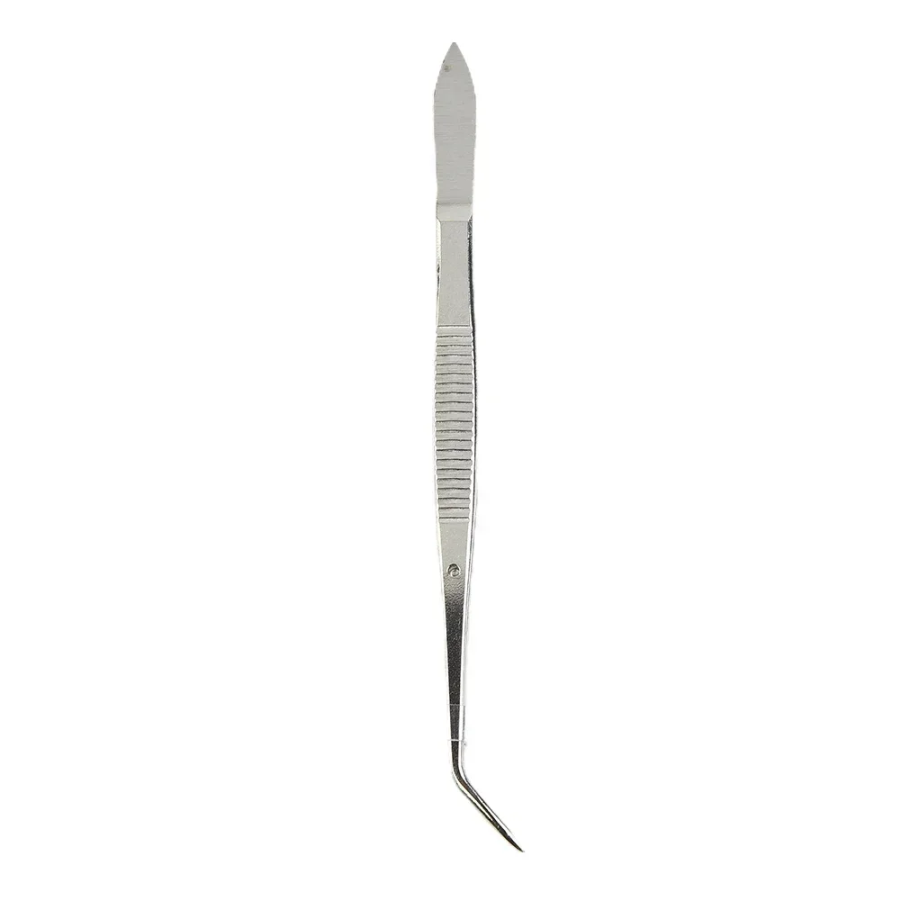 1pc Stainless Steel Tweezers Bend Chuck With Positioning Straight Curved Tweezer For Dentistry Restoration Tea Set Planting tweezer tool
