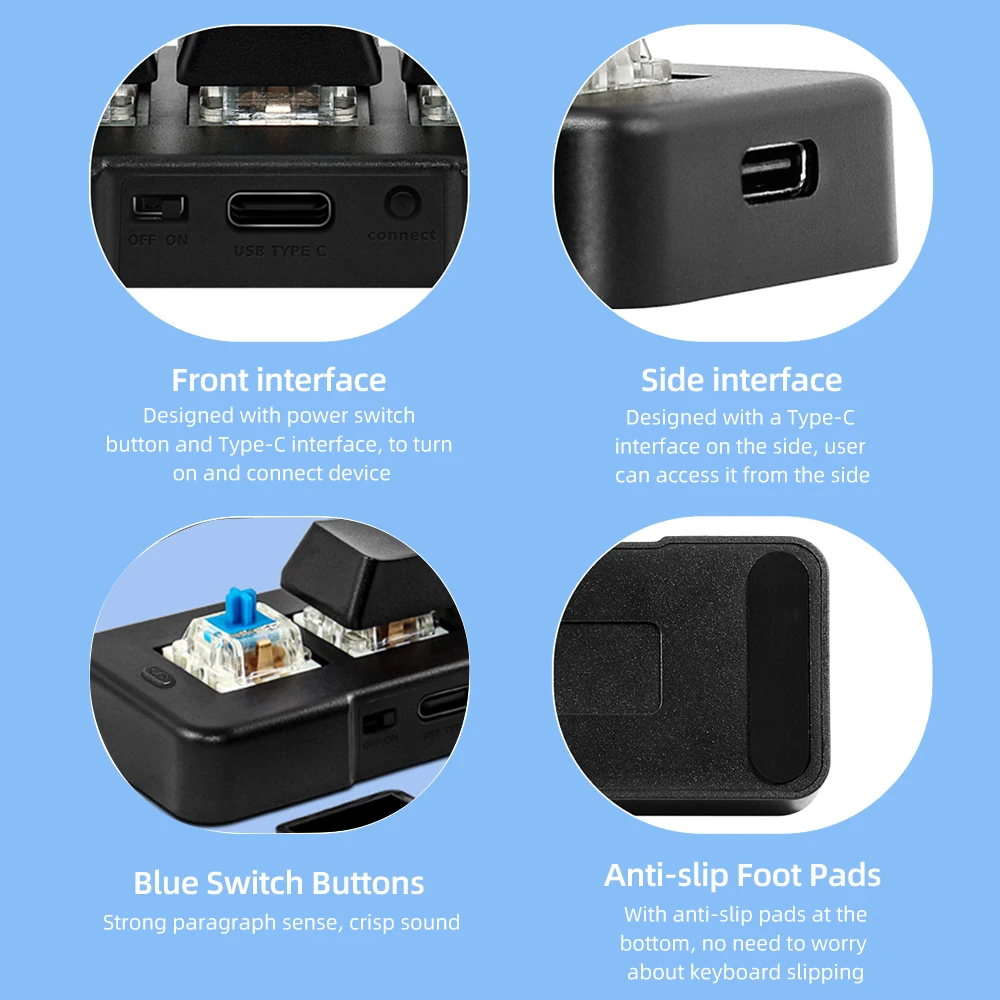 MK321BT 미니 무선 블루투스 키보드, 블루 기계식 스위치, USB + BT 듀얼 모드 연결, 사무실 게임용 멀티미디어용