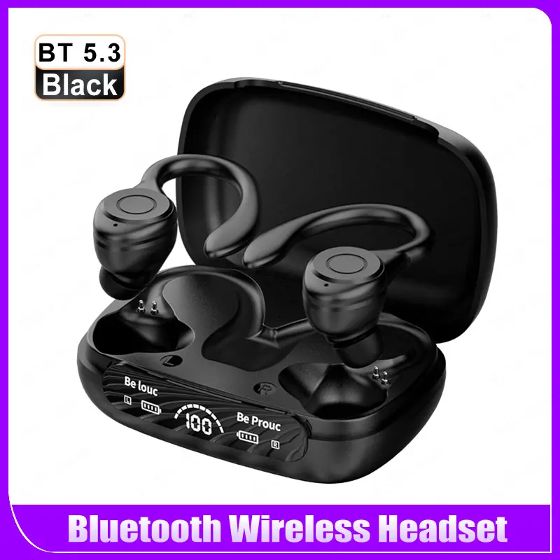 1-2PCS TWS Earphones Ear Hook Noise Reduction Wireless Gaming Earphones Bluetooth 5.3 Power Display Sports Running Earbuds