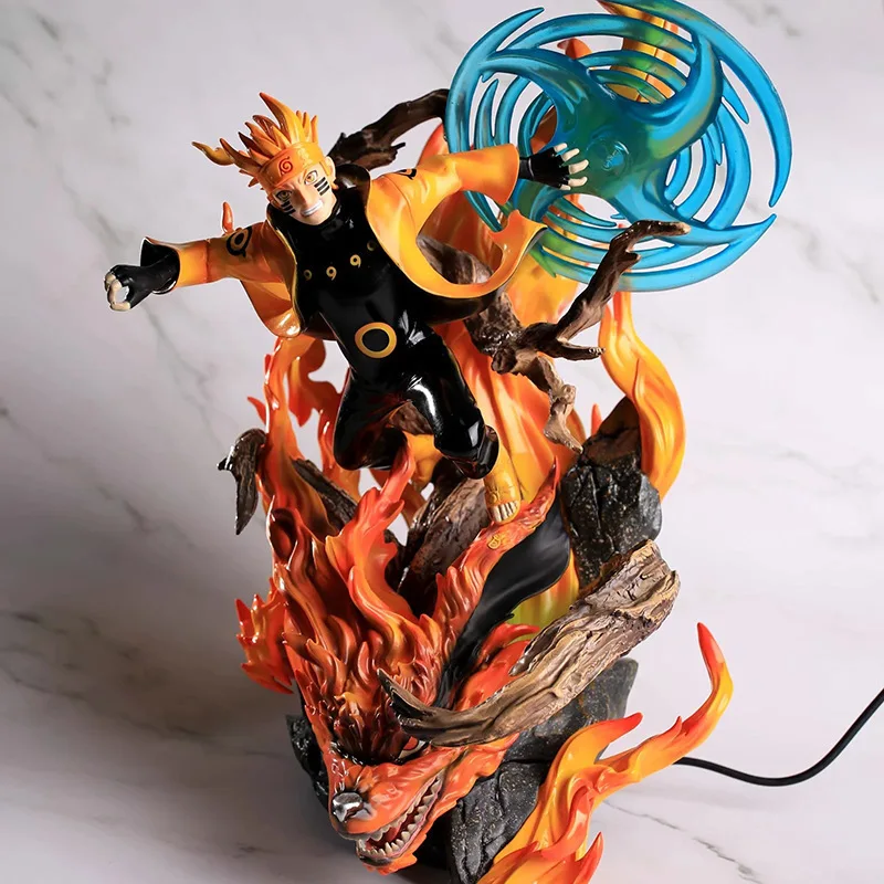 

NARUTO Shippuden Naruto Uzumaki Japanese Anime PVC Action Figure Toy GK Nine-tailed Fox Statue With Light Collectible Model Doll