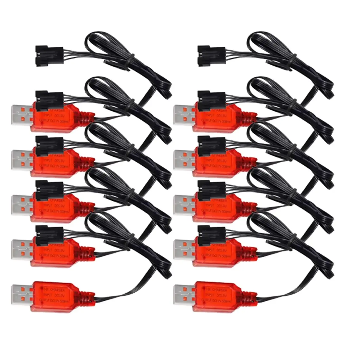AS62 7.4V 500mA SM-4P 플러그 USB 충전기 DE36W, DE65, HM202, EC08, EC16 RC 자동차 장난감 배터리 충전기 케이블 10PCS