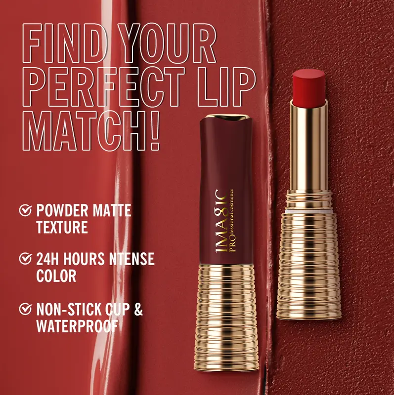 IMAGIC Lipstick Matte Long Lasting  No-stick Lipstick Waterproof Makeup Lip Stick Smudge-free Classic Highly Pigmented Lip Tint - Image 2