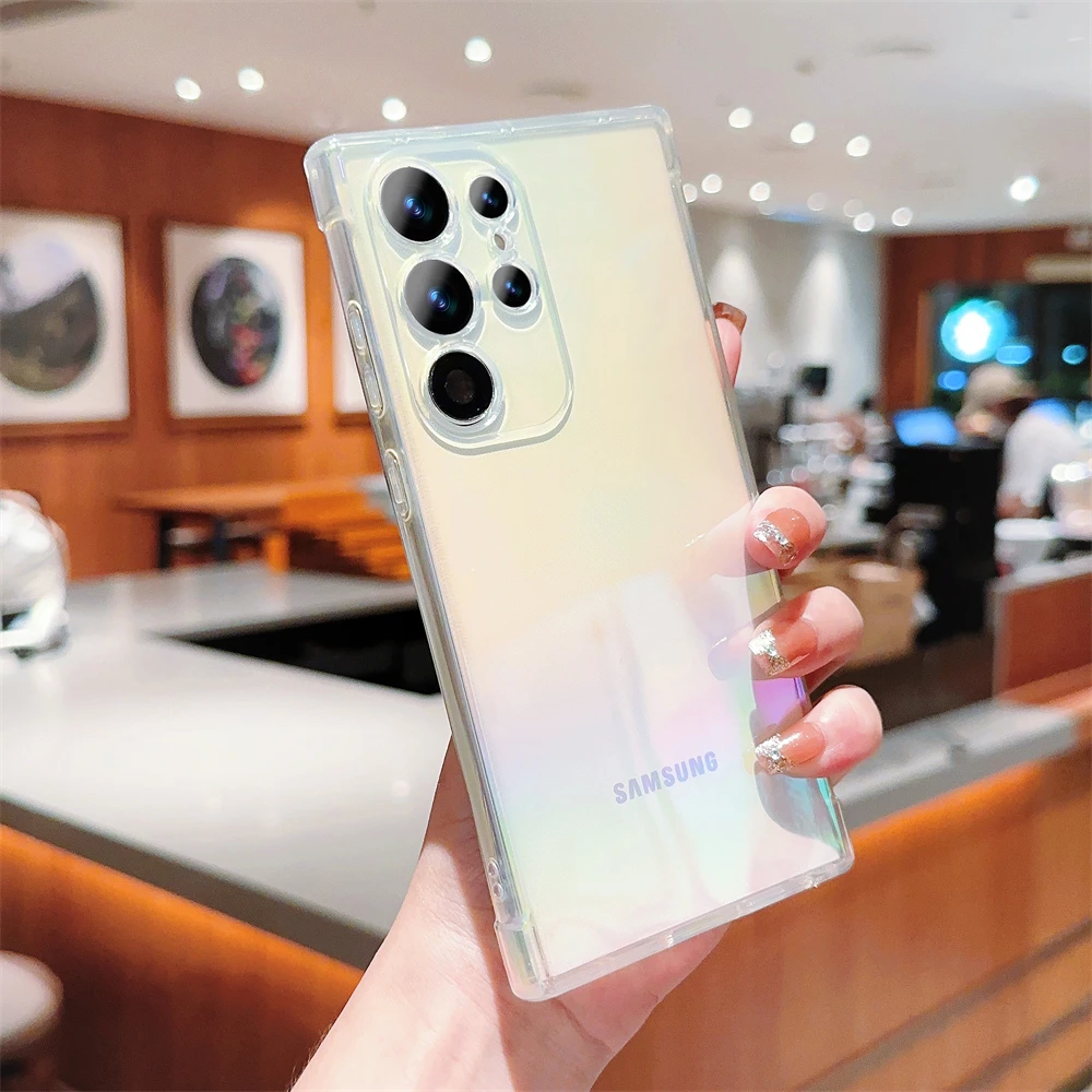 Überzug Klar Gradient Fall Für Samsung Galaxy S26 S25 S24 Ultra S23 S22 S21 Plus S26 Rand FE Laser Transparent weiche TPU Abdeckung – Detail 13