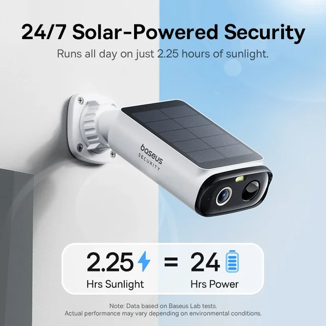 Baseus Security S1 Lite Solar Security Camera Wireless Outdoor Camera Continuous Power 2K Resolution 135°FOV IP67 Wifi Camera 2