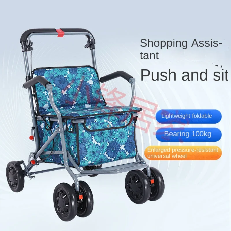 Elderly shopping carts mobility assistance, four wheeled foldable light Walking Stick walkers  walkers for elderly 5