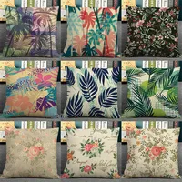 Nordic plant print cushion home decorative pillow 45x45cm pillowcase Modern sofa Decor tropical leaves seat back cushions QX-N2 1