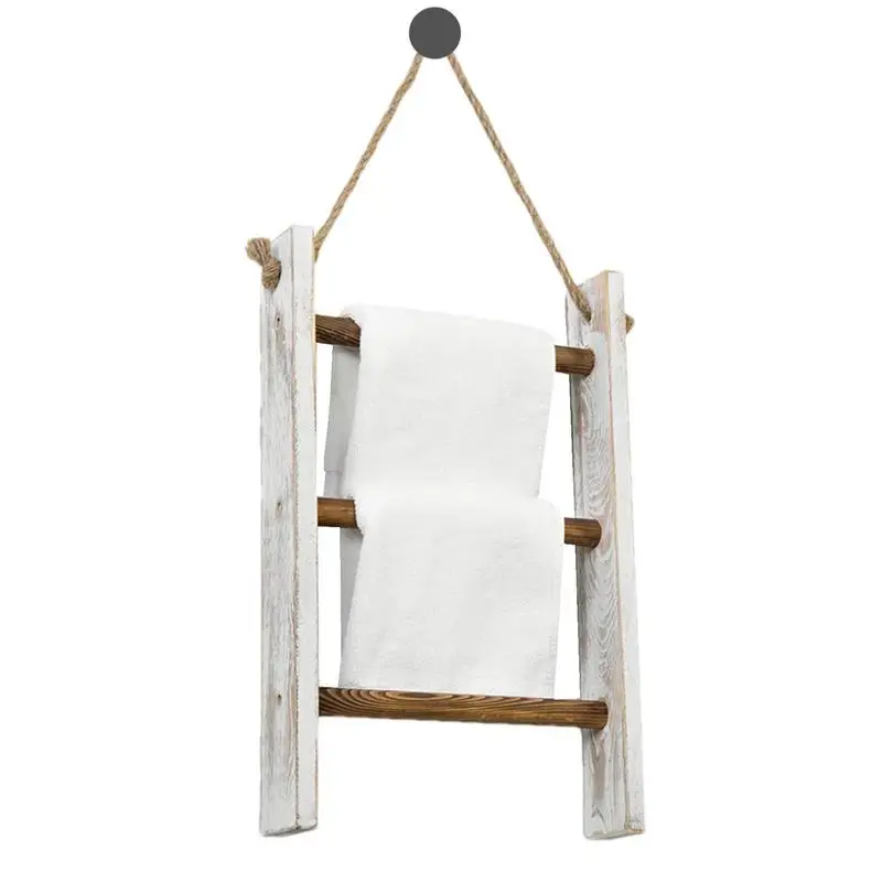 Blanket Ladder 3 Tier Bathroom Towel Rack Wood Countertop Kitchen Towel