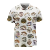 Jumeast Cute Hedgehog Pattern Short Sleeve Hawaiian Shirt Animal Graphics Polyester Aloha Shirts Tropical Casual Man Clothing 2