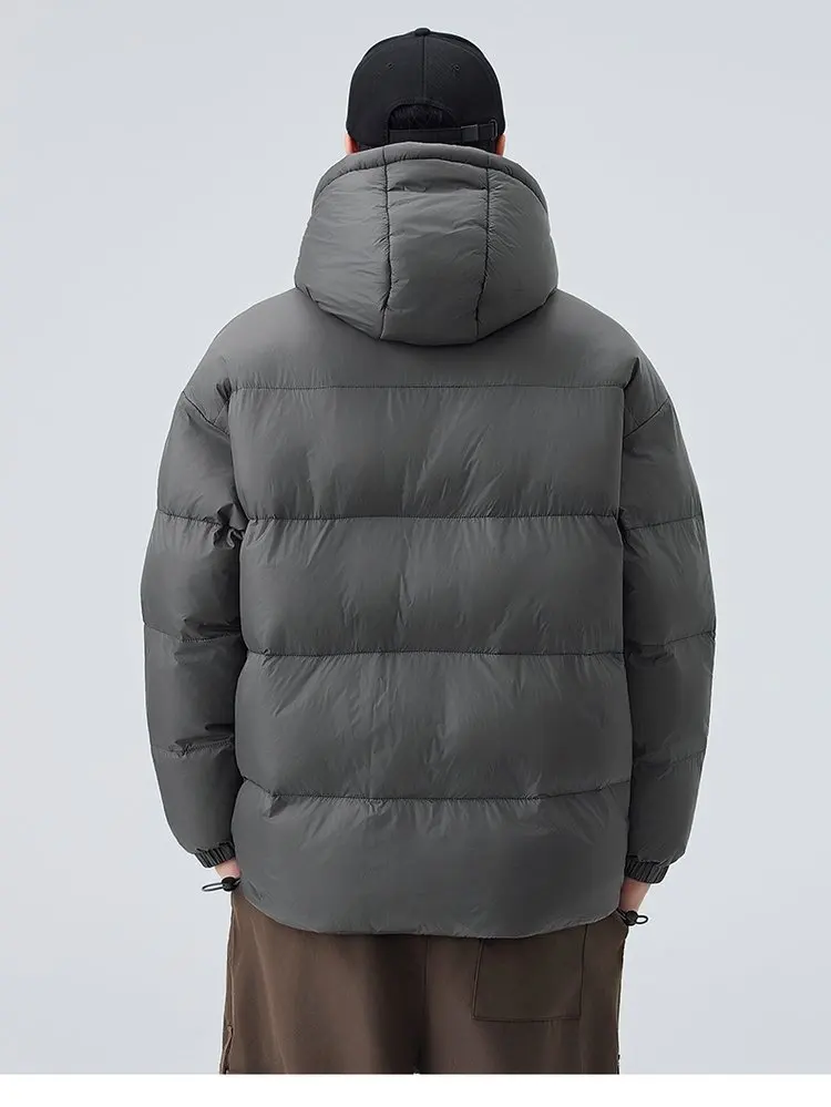 Einfarbige, lässige, mit Kapuze und Baumwolle gefütterte Jacken für Herren, 2025, Winter, winddicht, warmer Mantel, Sport-Outwear, lockere, dicke Parkas-Kleidung – Detail 14