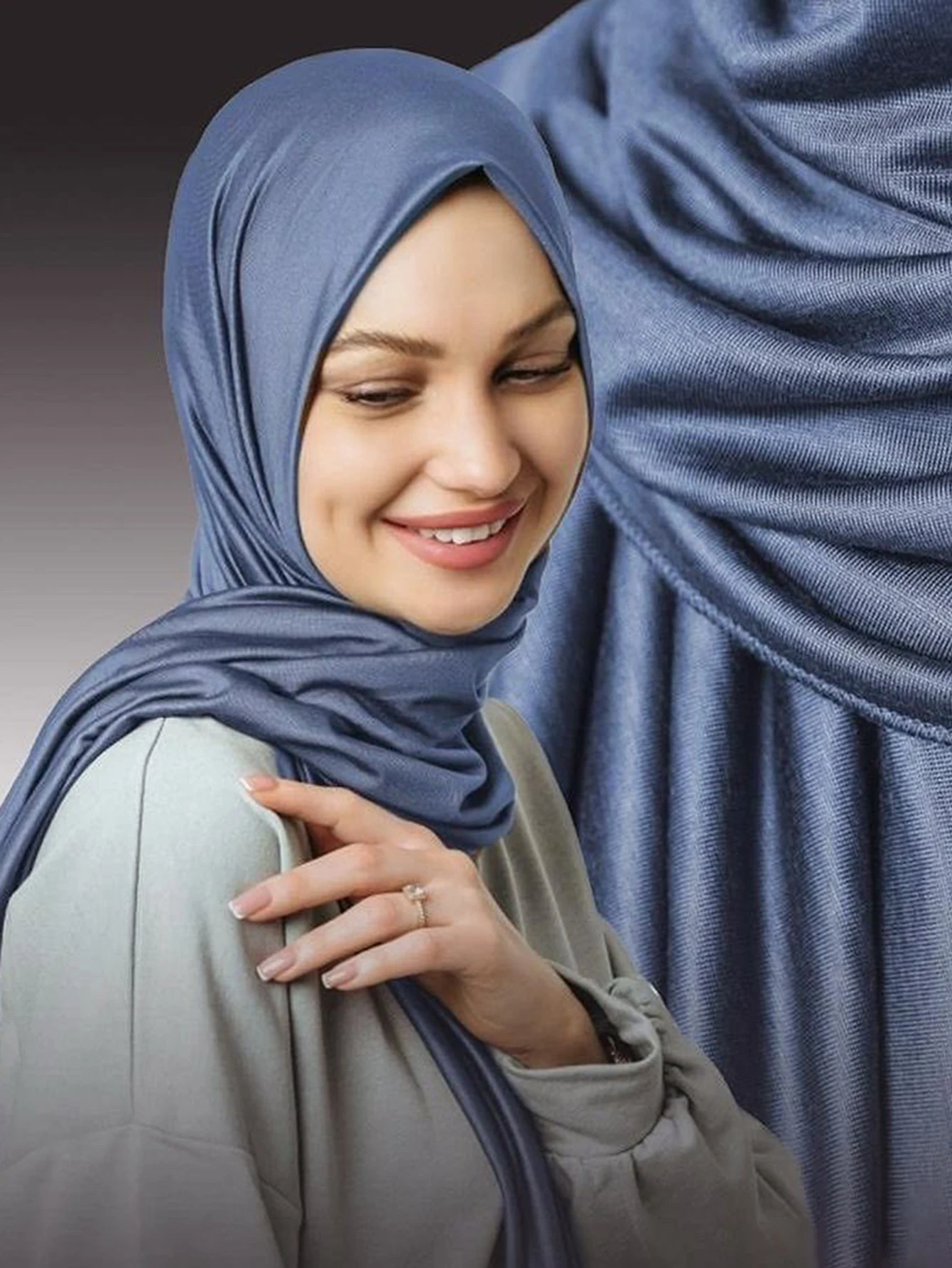 Needs & Wants® Sciarpa Hijab In Jersey A Coste - Maxi Sciarpa Elastica, Morbida E Traspirante - Tinta Unica, Per Tutte Le Stagioni - 3