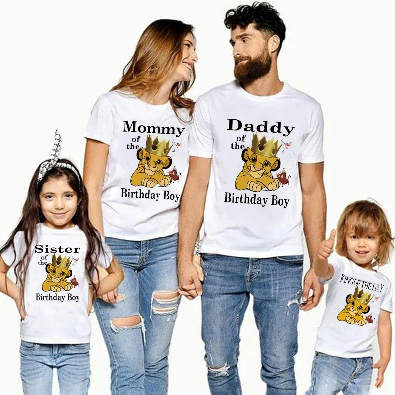 Matching Family Outfits For Birthday Boy The Lion King Simba Theme Family Look Tshirt Kids Clothes Father Mother Daughter Son - 2