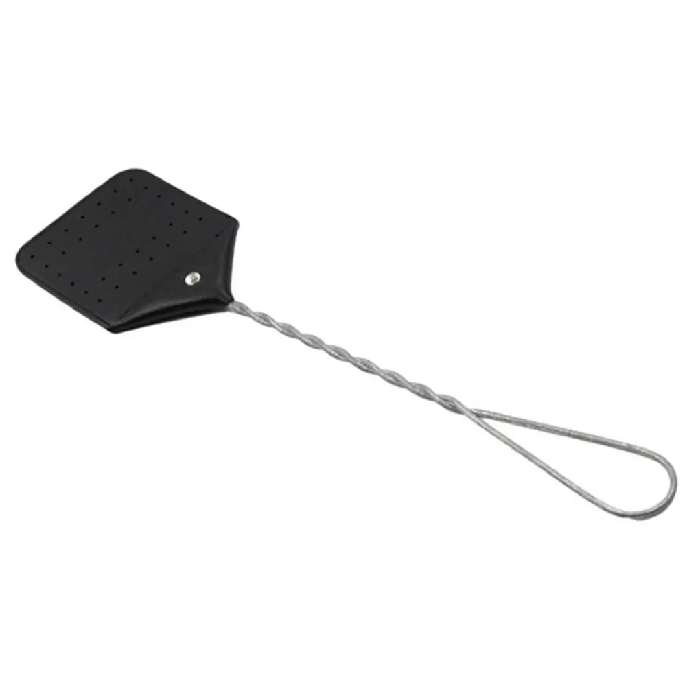 Leather Wasp Swatter Stainless Steel Handle Fly Swatter Manual Heavy Duty for Kitchen Home Indoor Outdoor