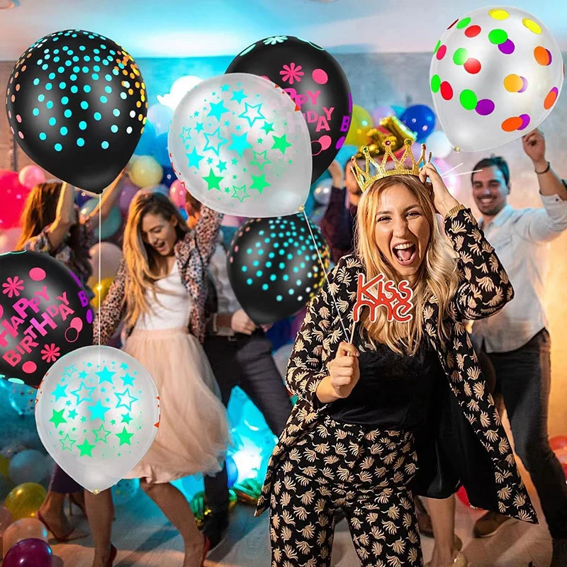 Description Picture 5 of item10PCS 12inch Fluorescent Balloon Glow In The Dark Glow Luminous Love Heart Latex Baloon For Wedding Birthday Party Decoration