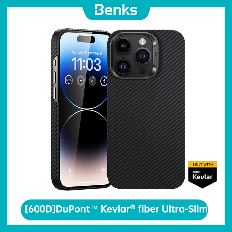 Benks MagClap ArmorAir фотообои из кевлара®[600D] для iPhone 14 Pro Max минималистский ультратонкий Магнитный чехол совместимый с MagSafe
