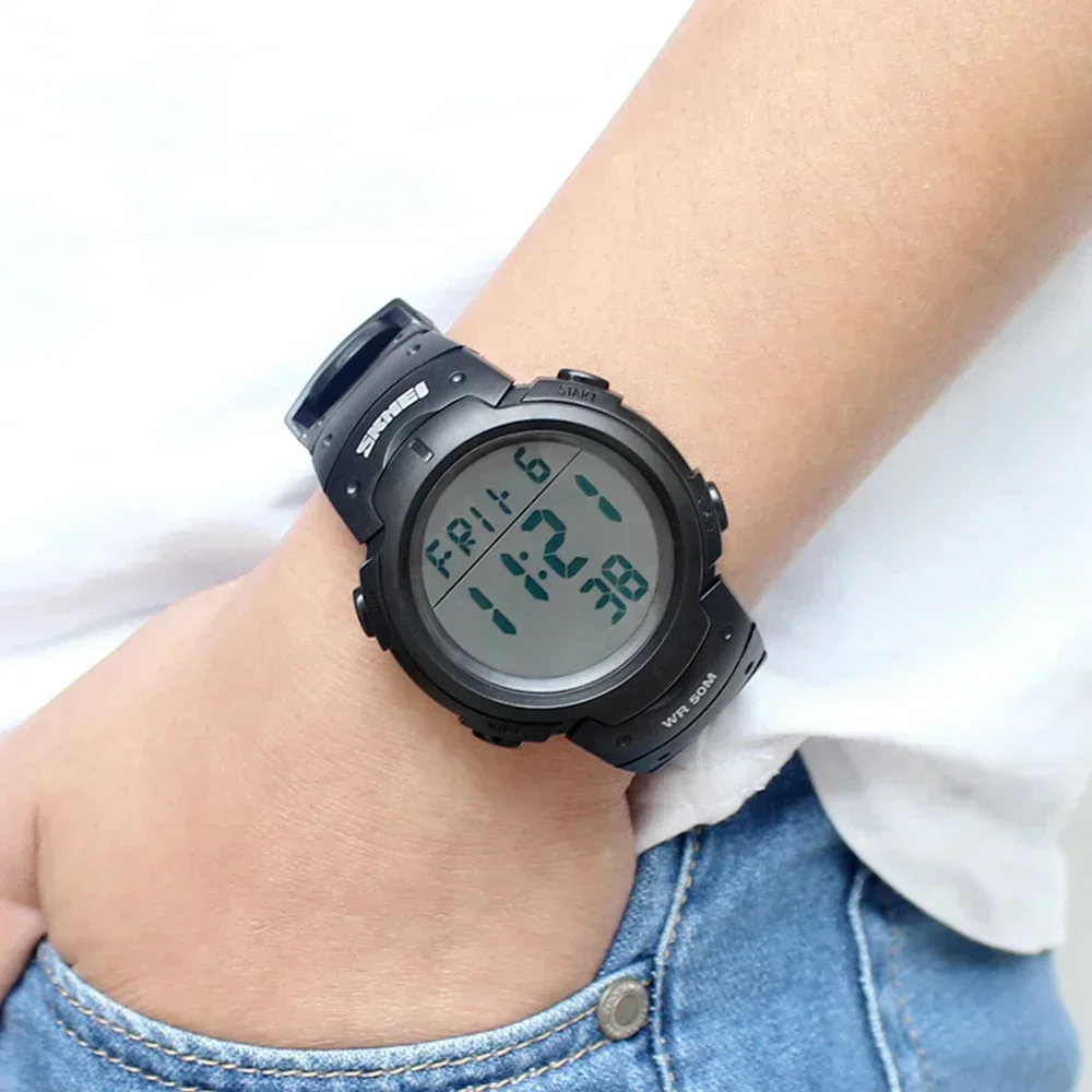 SKMEI 1068 Calendar PU Strap 5Bar Waterproof Digital Watch reloj hombre Outdoor Sport Watch Men Big Dial Fashion Simple Watches 5
