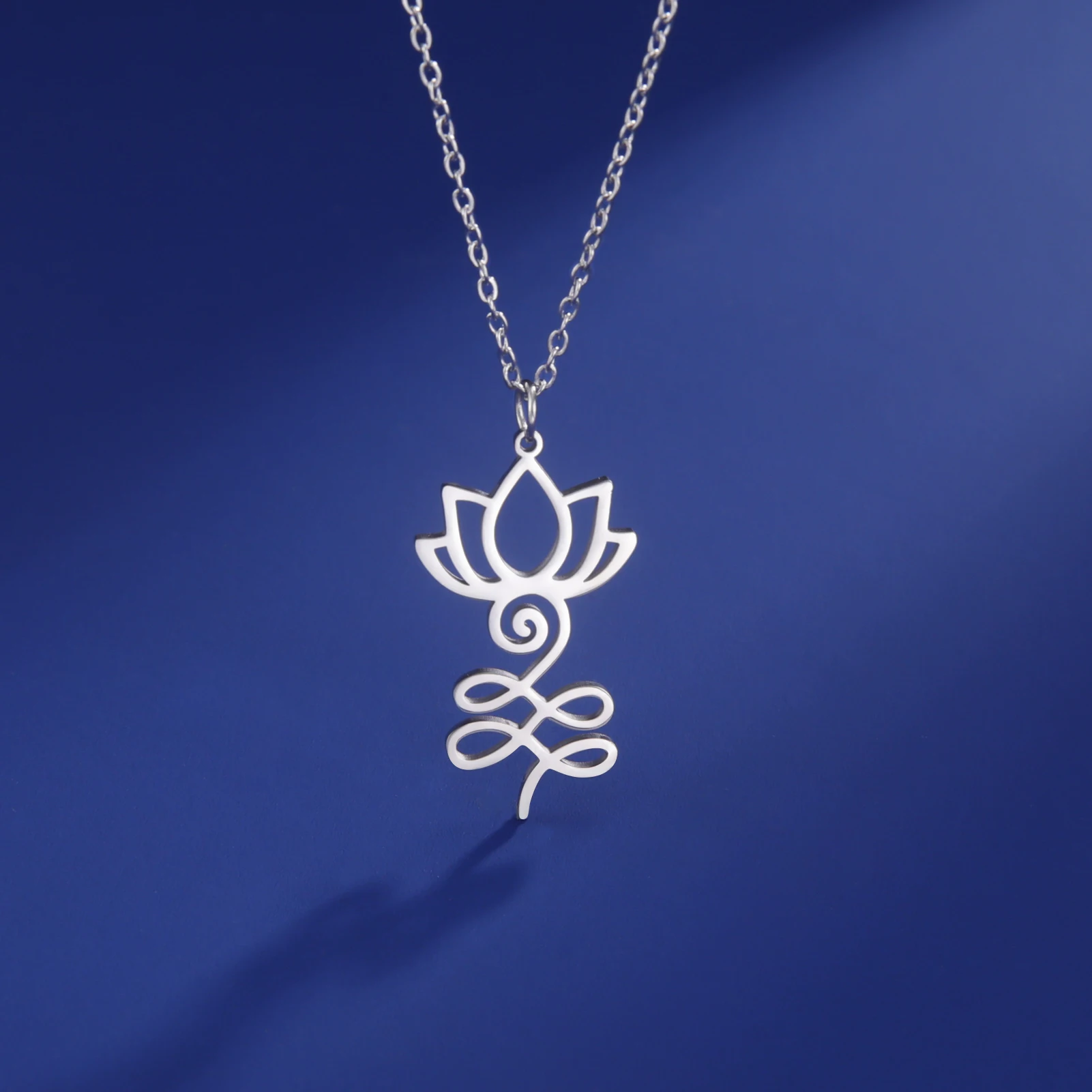 Skyrim Lotus Flower Yoga Om Unalome Pendant Necklace